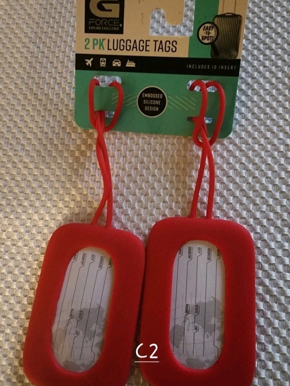 G-Force Set of 2 Red Rectangle Silicone Luggage Tags